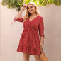 Women's Printed V-neck Plus Size Dress