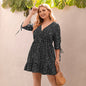 Women's Printed V-neck Plus Size Dress