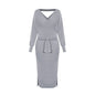 new SEXY RED Autumn And Winter Knitted Slim Double V-Neck FALL Sweater DRESS FOR WOMEN