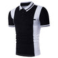 Casual Black And White Contrast Lapel Short Sleeve Plus Size
