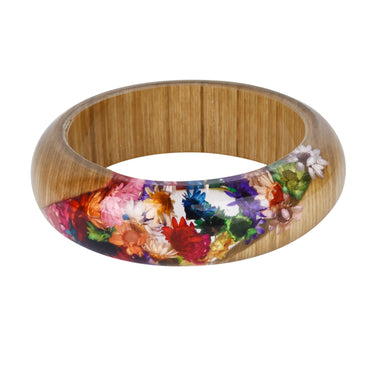 Foreign Trade Beauticul Epoxy Resin Crystal AB Glue Bamboo Bracelet with Leaf, Hydrangea, Dried Flower