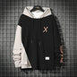 URBAN STYLE ALL SEASON Hooded  Stitching Contrast Color Sweater Jacket Male Plus SIZE
