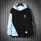 URBAN STYLE ALL SEASON Hooded  Stitching Contrast Color Sweater Jacket Male Plus SIZE