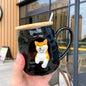 Three-dimensional Relief Ceramic Spoon With Lid Animal Shiba Inu Cup Office Water Cup Female