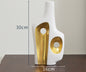 Luxury Ceramic Vase Decoration Desktop Flower Arrangement Abstract Art Double Mouth White Floral Modern Home Decoration Wedding