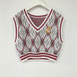 Li Dashu, Cub Plaid jacquard vest vest, vest and short knitted jacket