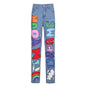Sexy Contrast Color Letters Graffiti Print Loose Jeans