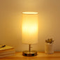 USB Table Lamp Bedside Night Light Solid Wood LED Desk Lamp Bedroom Night Light with Cloth Lampshade