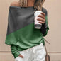 Loose Plus Size Women's Stitching Contrast Long Sleeves