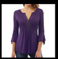 Three-Quarter Flared Sleeves V-Neck Plus Size Pleated T-Shirt Bottoming Shirt