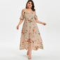 Beautiful Floral Print Women Summer Plus Size Loose Beach Long Dress Skirt