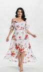 Beautiful Floral Print Women Summer Plus Size Loose Beach Long Dress Skirt