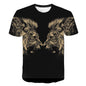 Urban Safari Men's Lion T-Shirt - 3D Printed Animal Graphic Tee, Gold/Black Streetwear, Short Sleeve Crew