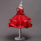 Girls' Satin Princess Dress, Little Host, Pettiskirt, Flower Girl Dress, Hand-Beaded Multi-Color Performance Costume
