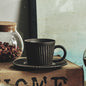 Playthings Japanese Single Product Coffee Cup With Saucer, Stoneware Stripes