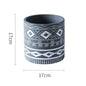 Cement Flower Pot Cylindrical Geometric Ethnic Relief