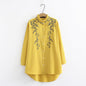 Long-Sleeved Cotton And Linen Plus Size Shirt