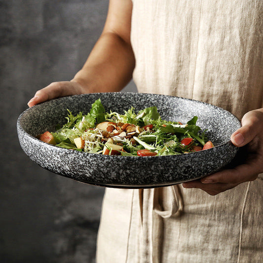Japanese and Korean-Style Simple Ceramic Dishes, Creative Salad Dish