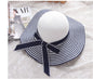 Hot Sale Fashion Hepburn Hat Wind Black White Striped Bowknot Summer Sun Hat Beautiful Women Straw Beach Hat Wide-Brim Cap