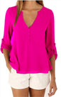 V-neck loose plus size chiffon shirt