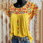 Casual Plus Size Round Neck Print Short Sleeves