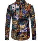 Plus Size Mens Long Sleeve Printed Shirt