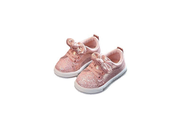 Bright Leather Sneakers Casual Shoes Sports Shoes Bow