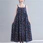 Floral Print Loose Cotton Hemp Show Slim Skirt Women''s Wear