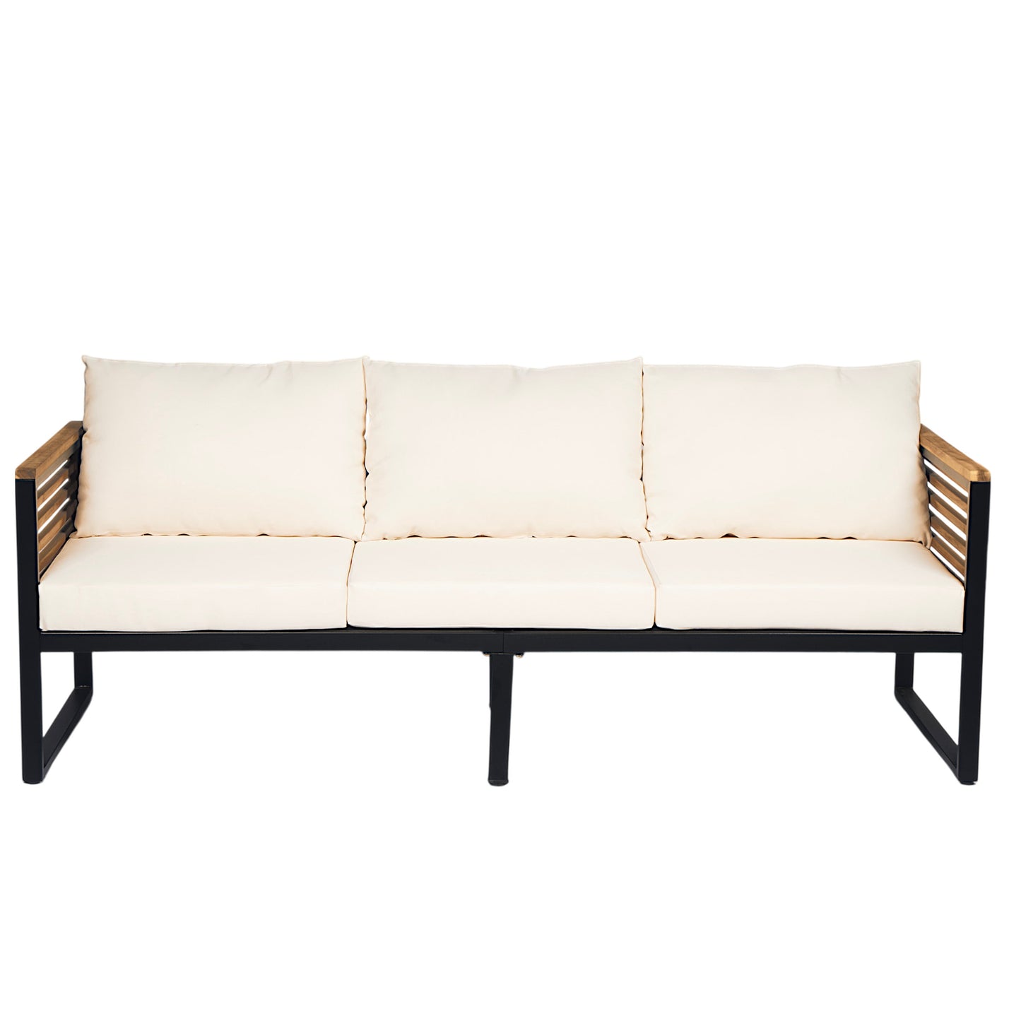 Outdoor Sofa Set 4 Piece Acacia Wood Steel Modern