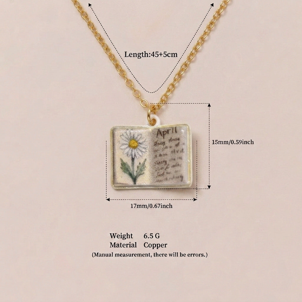 Retro Book Necklace For Women