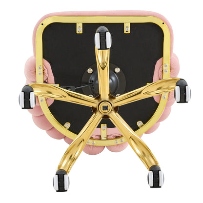 Pink Velvet Bubble Vanity Chair with Gold Base, 360 Swivel Height Adjustable