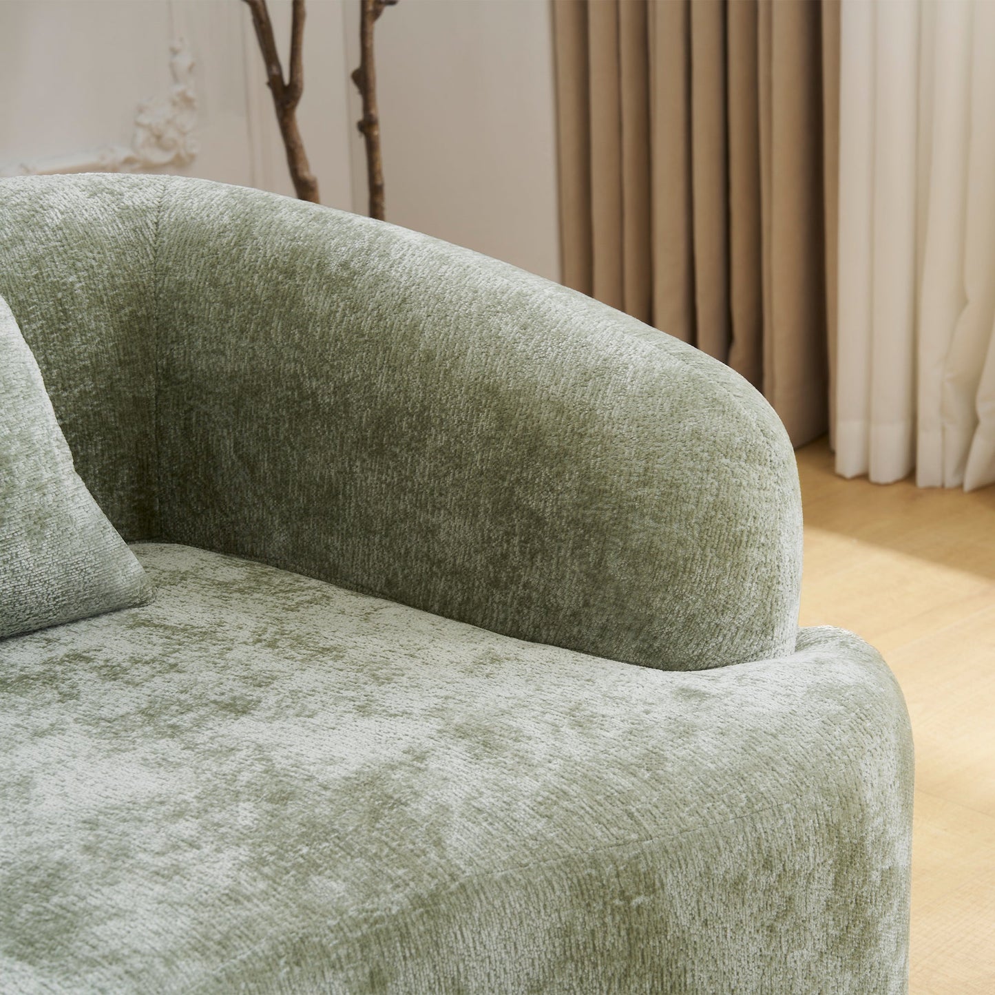 Sectional Sofa L-Shape Chenille Green 4 Seat 104
