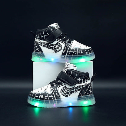 New Style LED-lit Leather Sneakers For Boys
