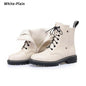 Women's mid-heel platform leather short boots