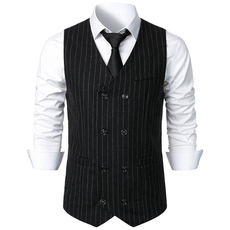 Men's Retro Casual Double Breasted Striped Vest