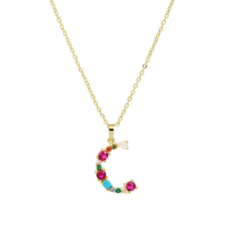 GEMSTONE LETTER NECKLACE