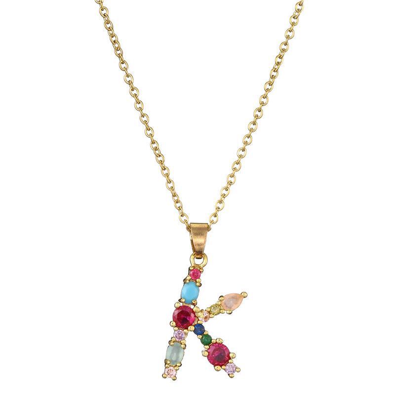 GEMSTONE LETTER NECKLACE
