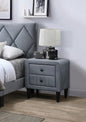 Grey Velvet Nightstand with 2 Drawers, Sleek Design, Tempered Legs, Bedroom