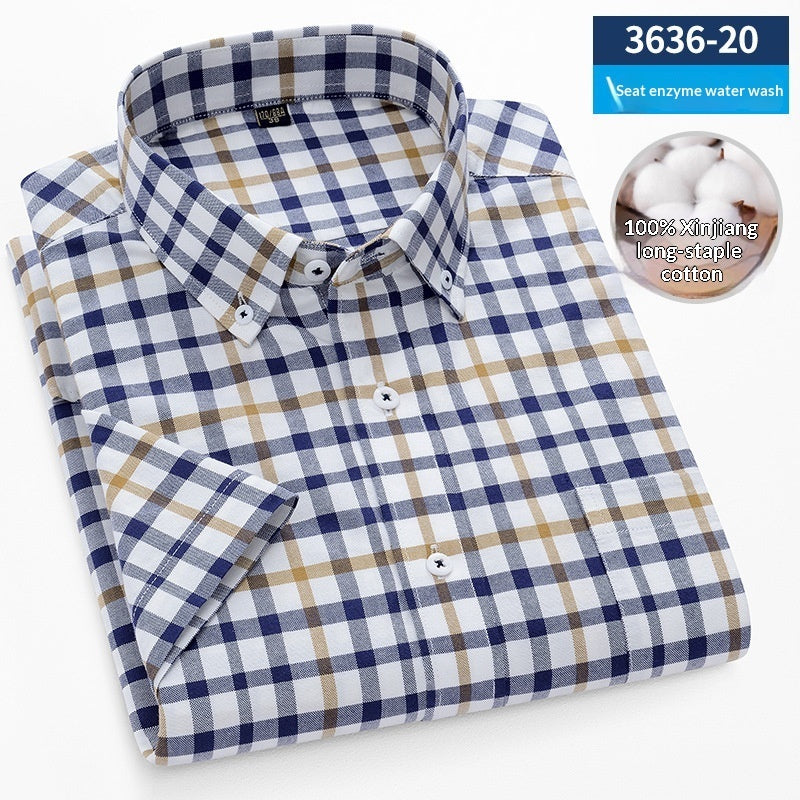 Mens Short-Sleeve Pure Cotton Oxford Shirt