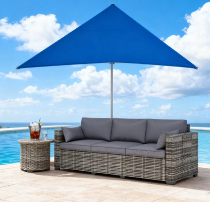 Outdoor Sofa PE Rattan 3-Seat 79" Gray