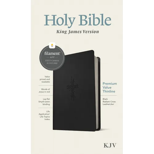 KJV Premium Value Thinline Bible, Filament Enabled (Leatherlike, Black Radiant Cross, Red Letter) - Imitation Leather