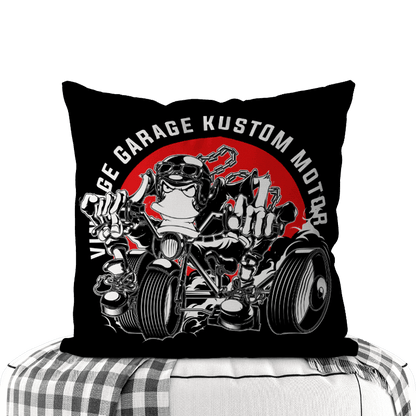 Motorcycle-Themed Double-Sided Square Pillow