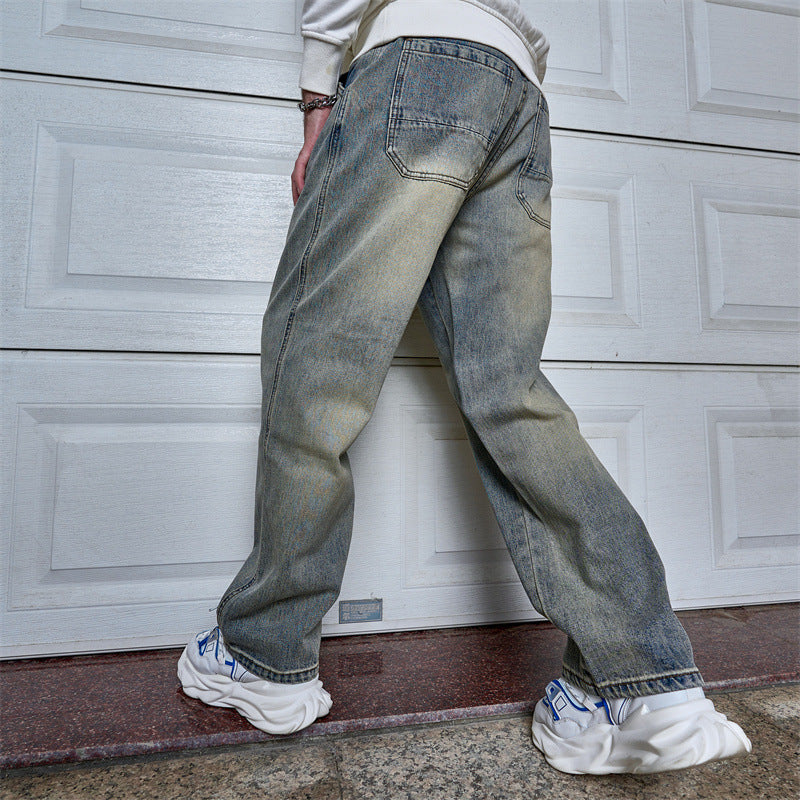 Loose-fitting Versatile Casual Blue Straight-leg Jeans