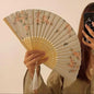 Portable Hand Fold Fan New Chinese Style Dance Props Retro Shell Fan Woman Men Bamboo Wood Silk Flower Folding Fan