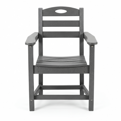 Outdoor Patio Set HDPE Gray 3 Piece Square Table 2 Armchairs Seats 2