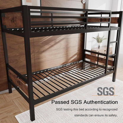 Rustic Brown Twin Over Twin Bunk Bed With Under Bed Storage
