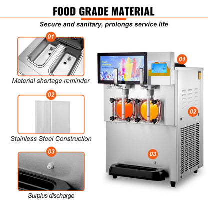 Commercial 16L 1155W Double Frozen Margarita Ice Slushie Drink Maker Machine (SAK95281)