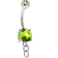 Peridot Green Double Gem Prong Set Add On Charm Belly Ring