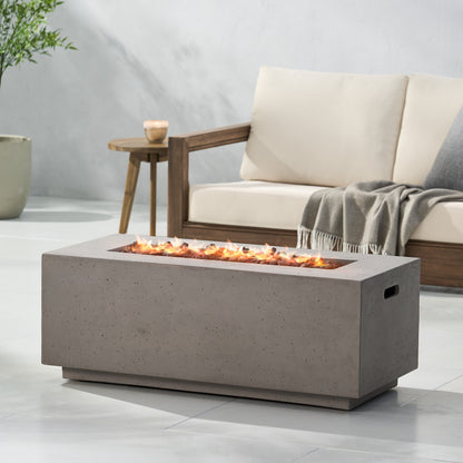 Modern 40 Inch Outdoor Rectangular MGO Fire Pit 40000 BTU, Dark Grey