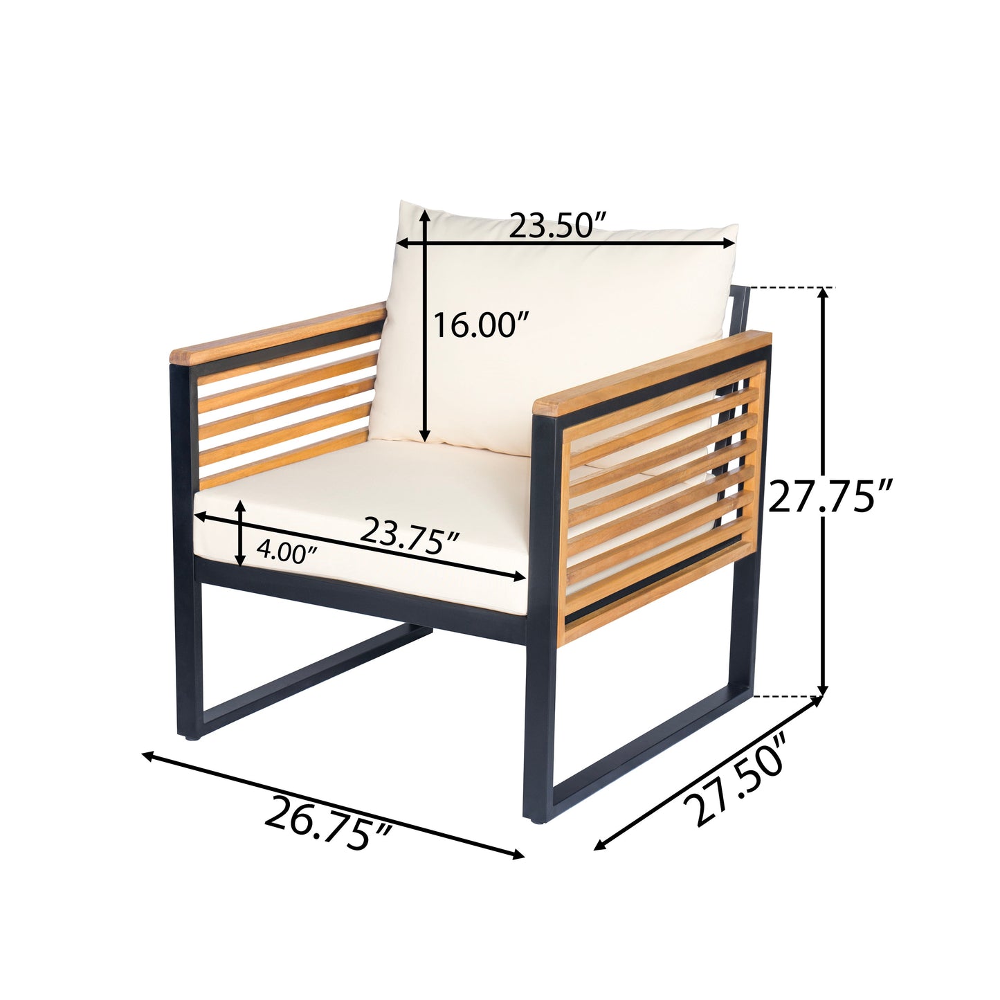 Outdoor Sofa Set 4 Piece Acacia Wood Steel Modern